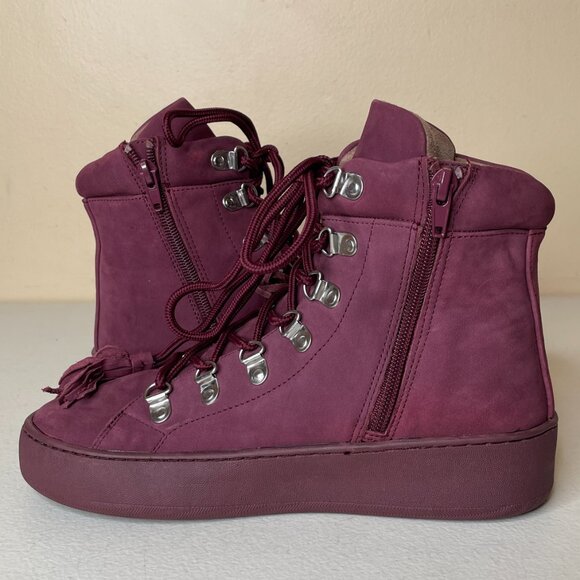 Aerosoles Nubuck Leather Wine Purple Ankle Boots Size 7 - Picture 3 of 16
